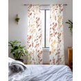 thumbnail image 3 of Orange Botanical Sheer Curtains 84 Inch Length 2 Panels Set for Living Room/Bedroom, Watercolor Spring Floral Summer Leaf Kitchen Curtains Grommet Semi-Sheer Curtains Window Treatments 42"x84"x2, 3 of 7