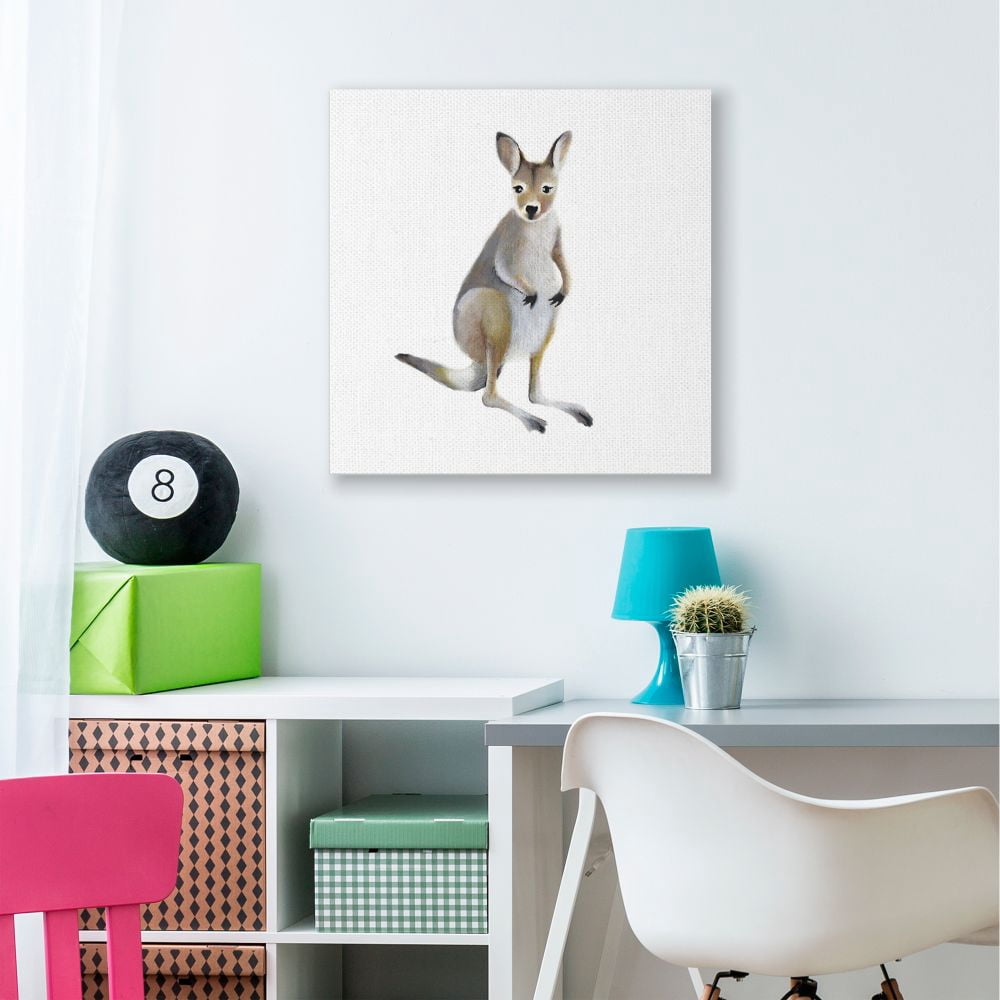 The Kids Room by Stupell Cute Fun Kangaroo Zoo Animal Painting XL Canvas Wall Art by Studio Q by Studio Q