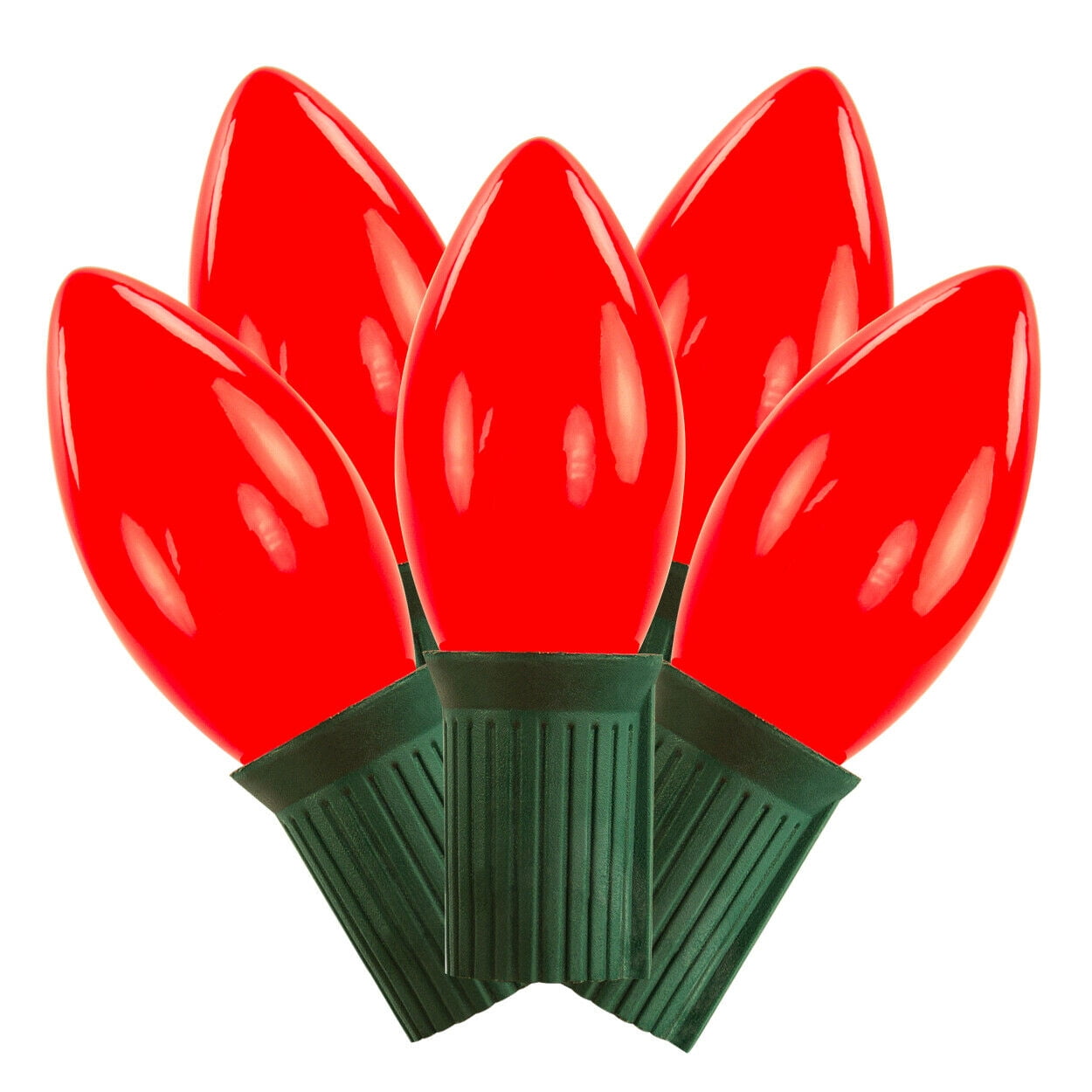 25 UL Red GE LED Ceramic C9 Light Set, Green Wire, 8 In. Spacing