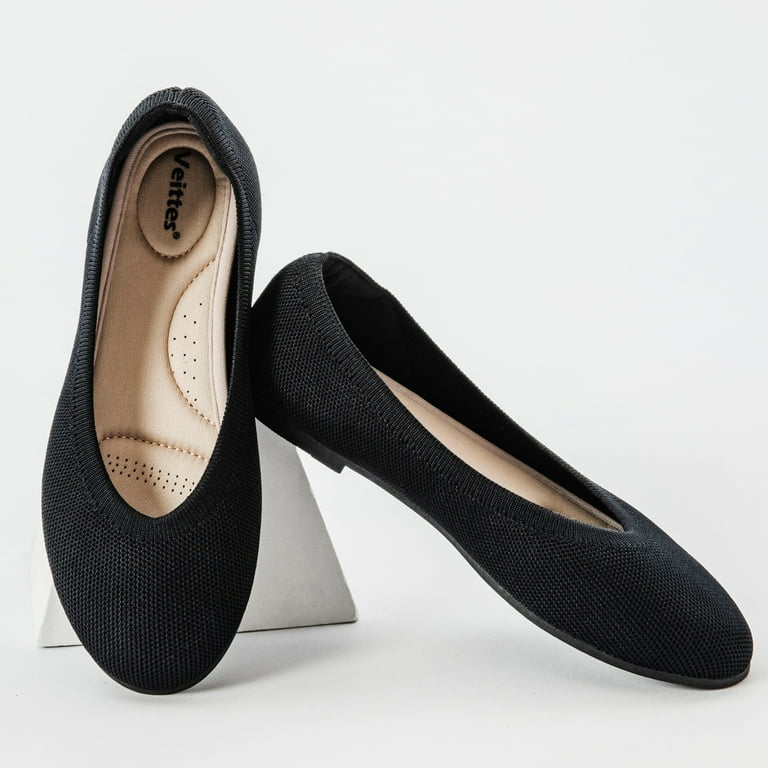 Black flat shoes wide width hot sale