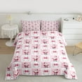 thumbnail image 2 of Feelyou Merry Christmas Child Queen Comforter Set, Kawaii Santa Claus Bedding Sets, Pink Plaid Buffalo Reversible Bedding Comforter Set, Microfiber Bedroom Decor, 3pcs, 2 of 8