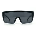 thumbnail image 4 of Polarized Mens Shield Oversized Rimless Rectangle Plastic Skeleton Arm Print Sunglasses All Black, 4 of 8