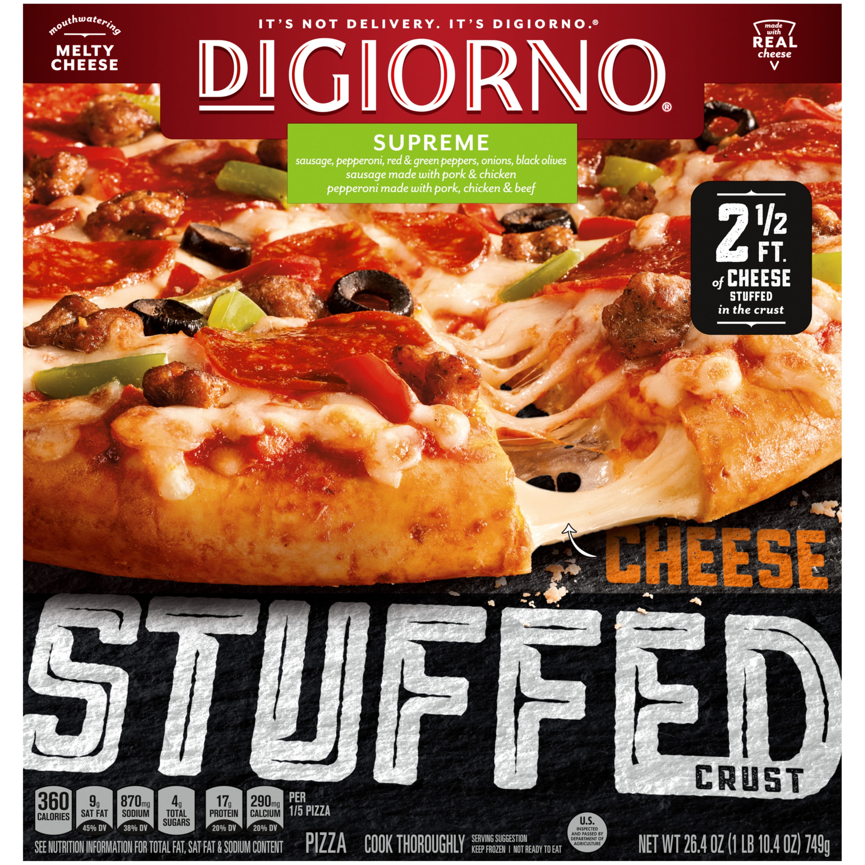 DiGiorno Cheese Stuffed Crust Supreme Frozen Pizza, 26.4 oz. Walmart