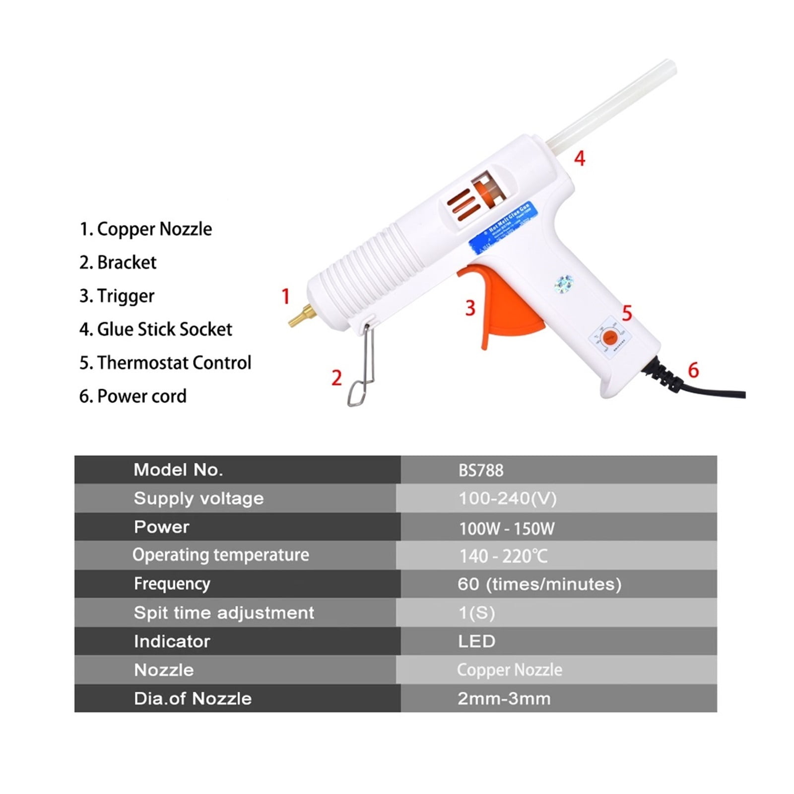 150W Hot Melt Glue Gun With Temperature Control Thermostat With 5 Glue Sticks For Home DIY, Christmas Gifts, Crafts Industrial Manufacture ,Effortless Crafting