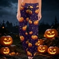 thumbnail image 2 of IYYVV Halloween Pajama Pants Women Horror Pumpkin Bats Print Drawstring Sleepwear Halloween Stretch Lounge Cute Candy Fashion Clothes Dark Purple XL, 2 of 6