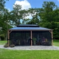 thumbnail image 4 of PURPLE LEAF 12 x 20 ft. Wood Gazebo,Upgrade Outdoor Hardtop Gazebo with Galvanized Steel Double Roof for Patio with Netting, 4 of 17