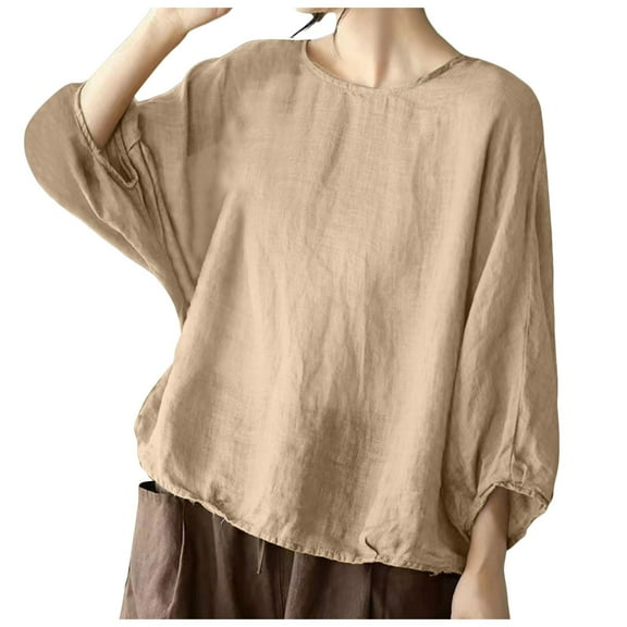 Women'S Clothing, Womens Tops, Stylish Loose Tops for Women - Floral Print 3/4 Sleeve Crew Neck Casual Blouses - for Summer Outings and Everyday Wear