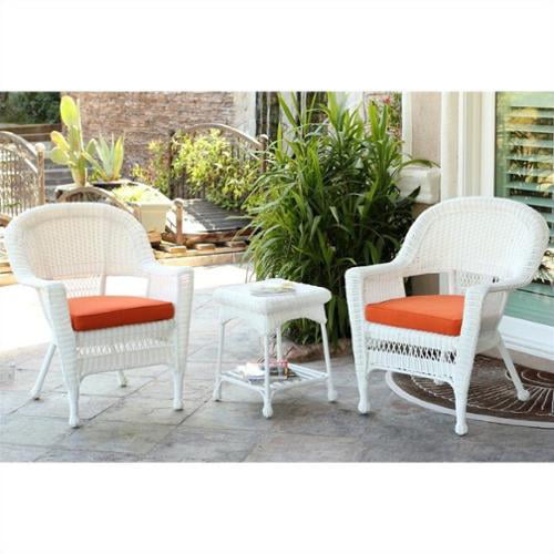 Jeco 3 Piece Wicker Conversation Set In, Wicker Patio Furniture Without Cushions