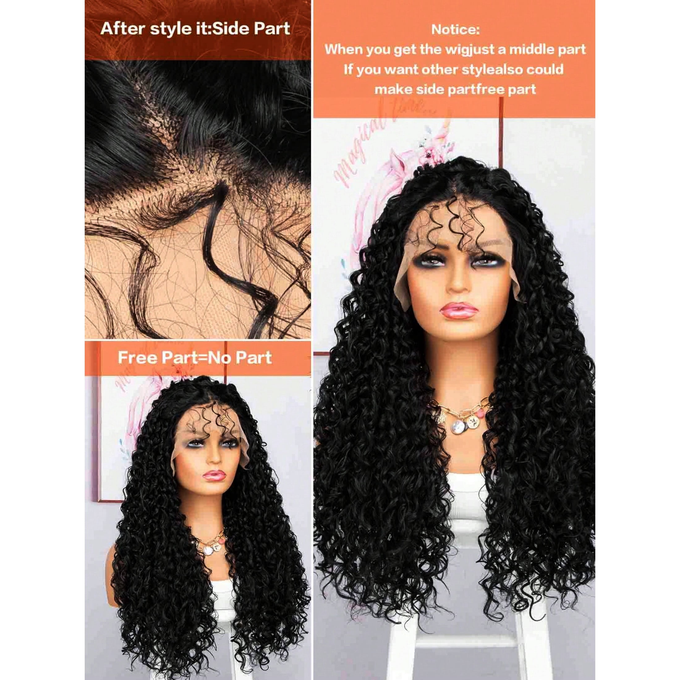 Deep Wave Lace Front Wig, Human Hair, 180 Density, HD Full Lace Front Wig, Curly Human Hair Wig with Baby Hair for Women