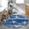 thumbnail image 4 of Round Area Rugs Collection 3.3 Ft, Navy Blue Coastal Non-Slip Residential Carpet, Summer Ocean Waves Ombre Sea Starfish Indoor Crawling Mats Doormat Runner Rugs Play Mat forBedroom, 4 of 9
