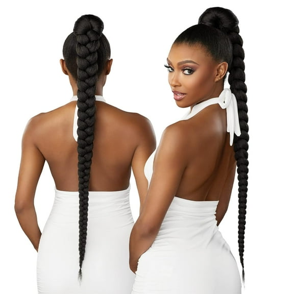 UKLL-Lulu pony wrap hairextensions- 1 high heat synthetic yaki pony tail or up do hair wig piece (1 JETBLACK)
