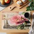thumbnail image 2 of Flowers Stamps Placemats Set of 2, Vintage Eiffel Tower Cards Non-Slip Place Mats Washable Table Mats for Kitchen Dining Table Decorations Indoor/Outdoor, 2 of 9