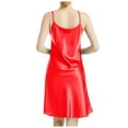 thumbnail image 6 of Plus Size Nightgowns for Women Sexy V Neck Breathable With Satin Spaghetti Strap Chemise Night Shirts Sleepwear Soft Comfy Red 3XL, 6 of 8