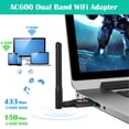 thumbnail image 2 of EIMELI USB WiFi Adapter for PC   600Mbps Wireless Network Adapter with High Gain Antenna  Dual-Band 2.4G/5GHz Wi-Fi Dongle Compatible with Desktop  Laptop  Windows  Mac OS  Linux, 2 of 8