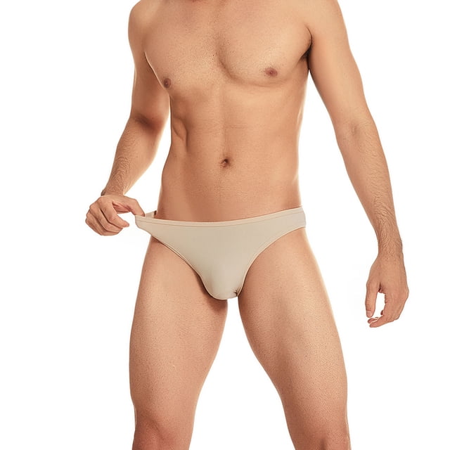 ylioge Mens Underwear Casual Mid Waisted Ribbed High-Cut Stretchy Solid Color Breathable Soft Basic Briefs
