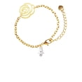 thumbnail image 2 of Delight Jewelry Silvertone Mini Hamsa Hand Gold-tone Flower Link Chain Bracelet, 6.75"+2" Extender, 2 of 4