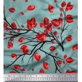 thumbnail image 1 of Soimoi Green polyester Crepe Fabric Flying Woodpecker Bird Printed Fabric 1 Yard 42 Inch Wide, 1 of 3