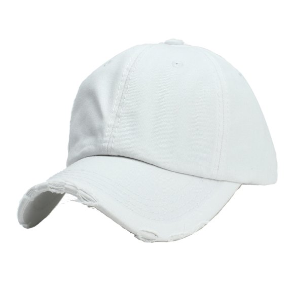 White Visors Unisex Casual Denim Hole Splice Hat Adjustable Washed Baseball Cap