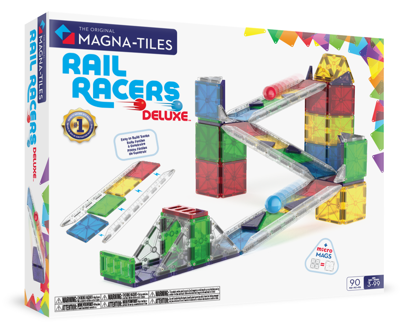 MAGNA-TILES Rail Racers 90-Piece Set for Preschool Classrooms
