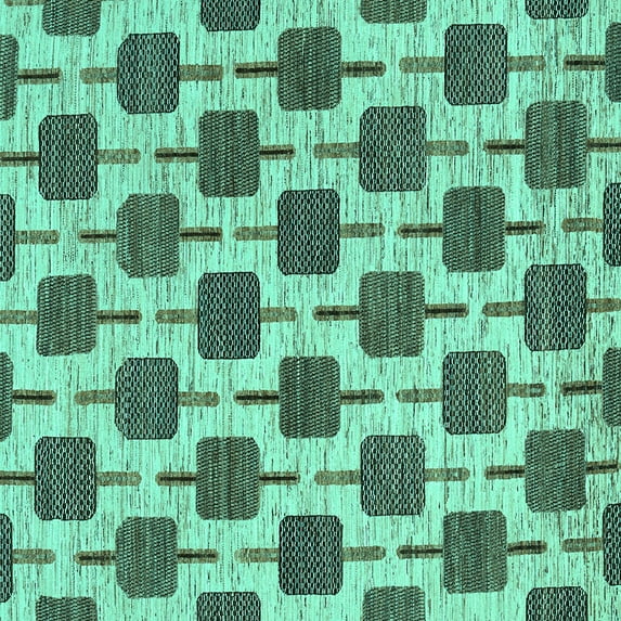 Ahgly Company Indoor Square Abstract Turquoise Blue Contemporary Area Rugs, 3' Square