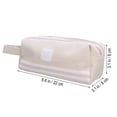 thumbnail image 4 of Large Capacity Pencil Bag Double Layer Canvas Pencil Pen Case Cosmetics Solid Color Zipper Pouch (Beige), 4 of 6