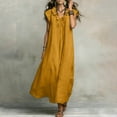 thumbnail image 6 of HADST Sleeveless V-neck Ruffle Maxi Dress with Loose Ruffle Cap Sleeves and Side-Seam Pockets, 6 of 8