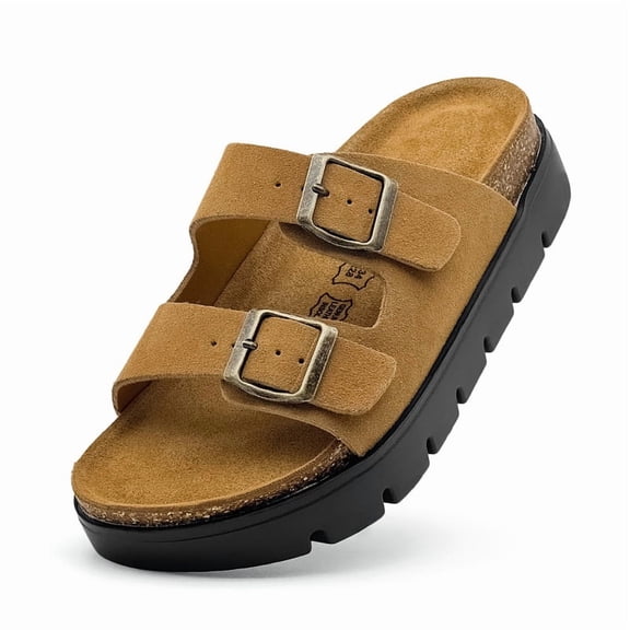 Kids Cork Footbed Sandals Girls Boys Slip-On Adjustable Buckle Slippers Open Toe Casual Thick Sole Shoes Indoor Outdoor