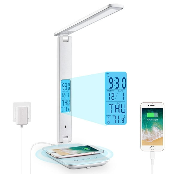 Lámpara de escritorio LAOPAO LED con cargador inalámbrico y puerto USB