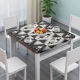 thumbnail image 3 of Black Geometric Triangle Arrow Pattern Square Fitted Tablecloth with Elastic Edge,Square Table Cover,Washable Elastic Table Cover for Home Kitchen Party Decor 36"x36", 3 of 6