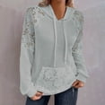 thumbnail image 2 of tarylea Hoodies for Women Lace Blocked Drawstring Sweatshirt Eyelet Solid Color Long Sleeve Pullover with Pocket Casual Loose Dressy Tops, 2 of 6