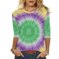 thumbnail image 2 of Ladies Mardi Gras Tops Trendy Graphic 3/4 Sleeve Loose Fitted Tee Shirts Party Crewneck New-Orleans Holiday Blouses Carnival Clothes 2026, 2 of 7