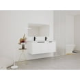 thumbnail image 4 of 48 Inch Wall Mounted Bathroom Vanity with Double Resin Sink and Three Soft Close Doors White Plywood Space Saving Storage, 4 of 9