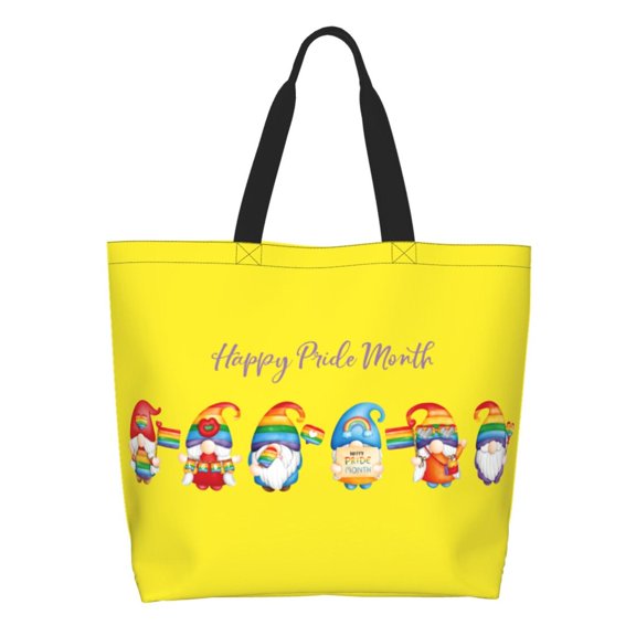 Saiise Happy Pride Month Gnome Pattern Shoulder Tote Bag Handle Satchel Handbag For Women Work College Travel Business Shopping Casual