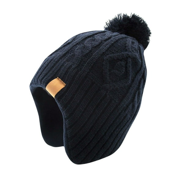 Christmas Clearance! AIEOTT Winter Hats for Kids New Yers Gifts Warm Knitted Fleece Lined Ski Pom-Pom Hat for Boys & Girls 1-15 Years