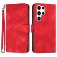 thumbnail image 2 of Compatible with Samsung Galaxy S24 Ultra Vintage Wallet Case, with Wrist Strap PU Leather Flip Card Slots Holder Kickstand Magnetic Closure Phone Case Cover for S24 Ultra for Women Men, Red, 2 of 10