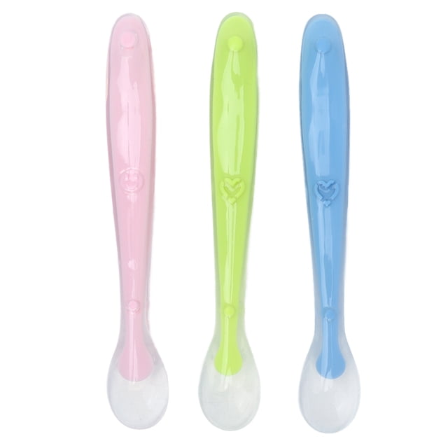 Cucharas para bebés de silicona suave para la primera etapa de entrenamiento infantil para la autoalimentación del bebé.
