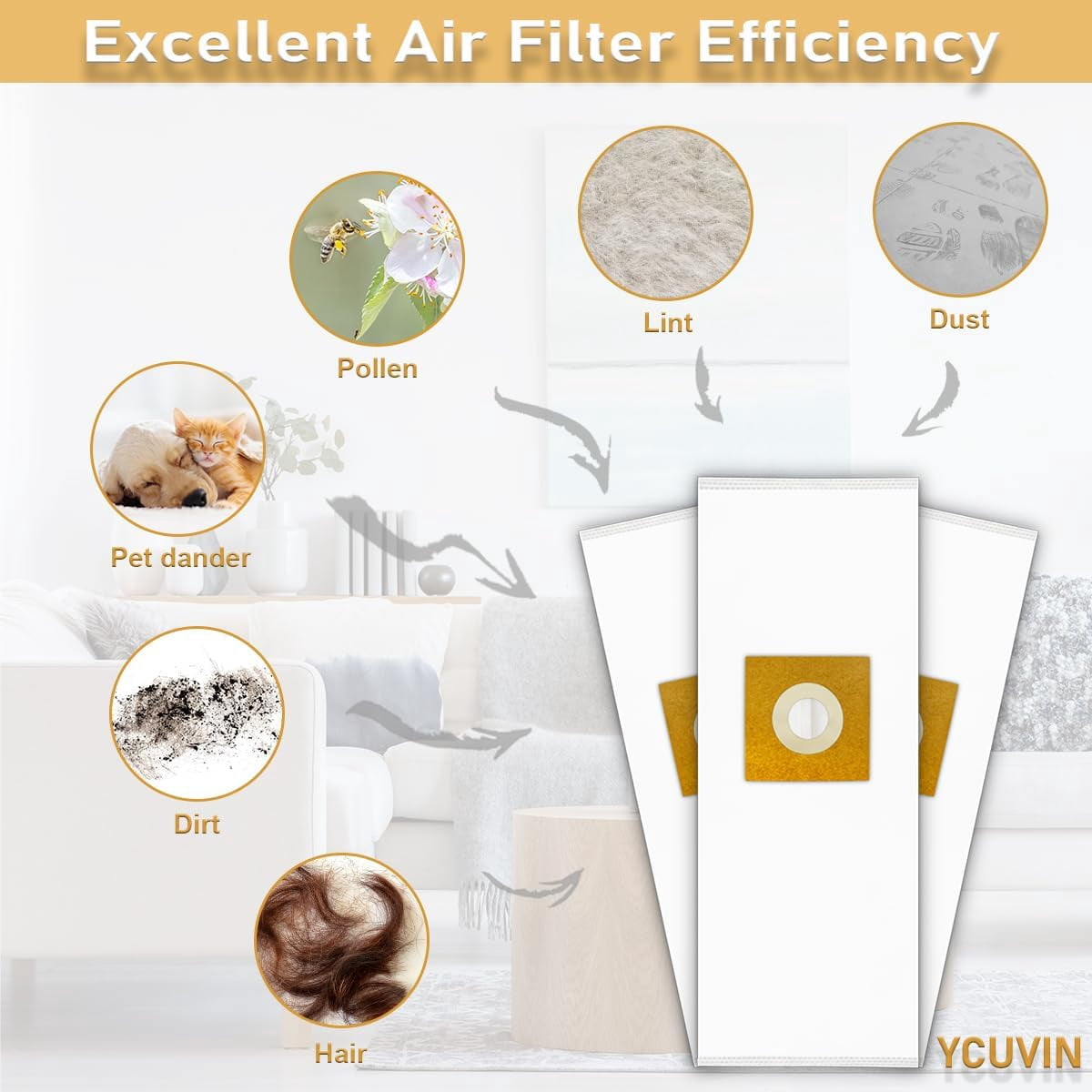 9 Packs Type Y Z HEPA Cloth Vacuum Bags Compatible with Hoover Windtunnel Vacuum AH10040 4010801Y 4010100