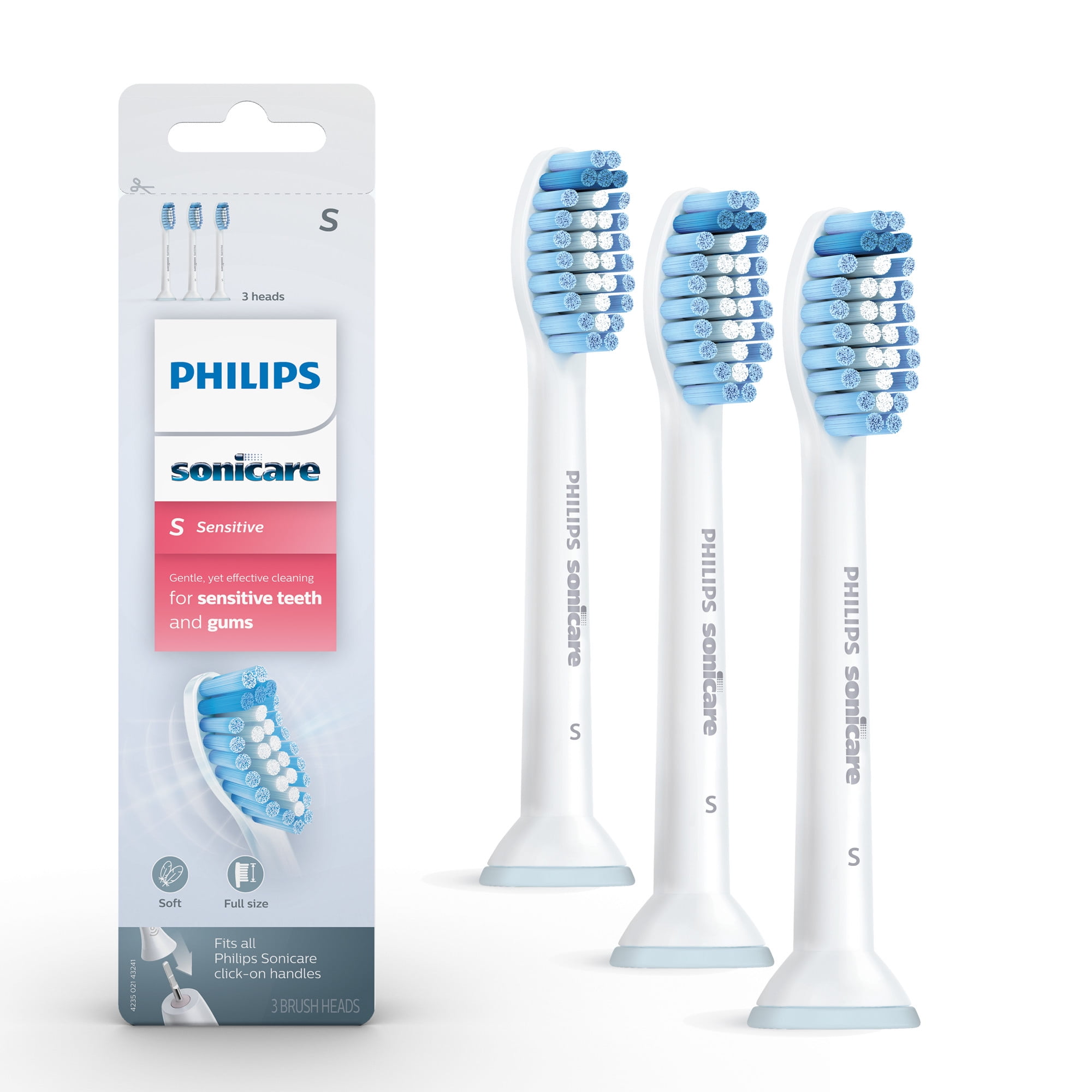 Philips Sonicare Sensitive Replacement Toothbrush Heads For Sensitive  Teeth, HX6053/64, 3-pk - Walmart.com