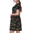 thumbnail image 2 of Fotbe Play Game3 Vestido Largo de Moda para Mujer, Vestido Tipo Camiseta con Manga Corta y Estilo Casual a Rayas y Bloques de Color, 2 of 6