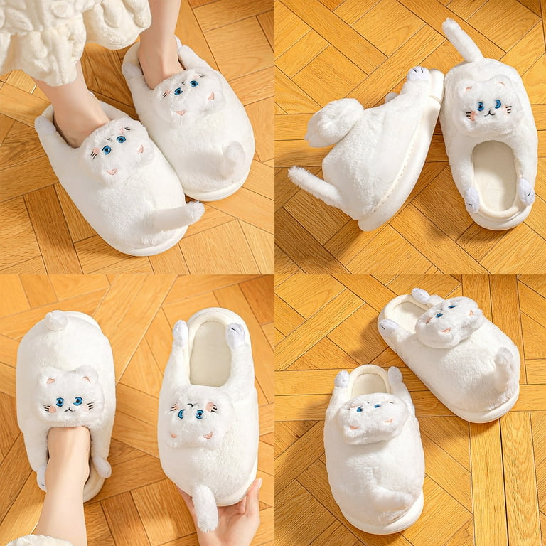 Funny Cat Fuzzy Slippers Mukluks Slippers for Women Boot Slippers for Women Bedroom Fluffy Women s Bow Tie Slippers House Shoes Cute Animal indoor and Outdoor Slippers Walmart