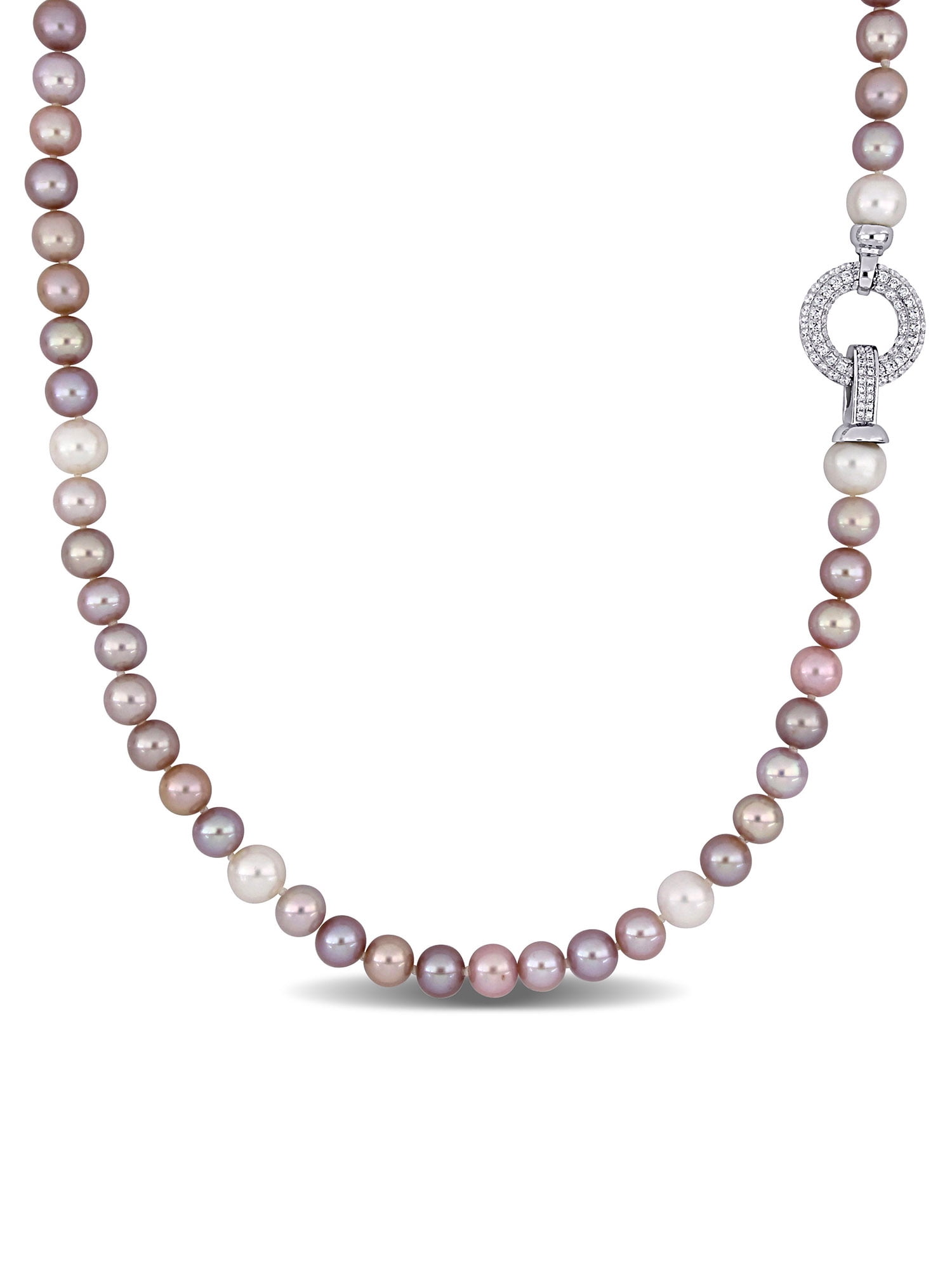 Romantic Time Single Pearl Silver Diamond Leopard Tassels Pearl Strands Necklace
