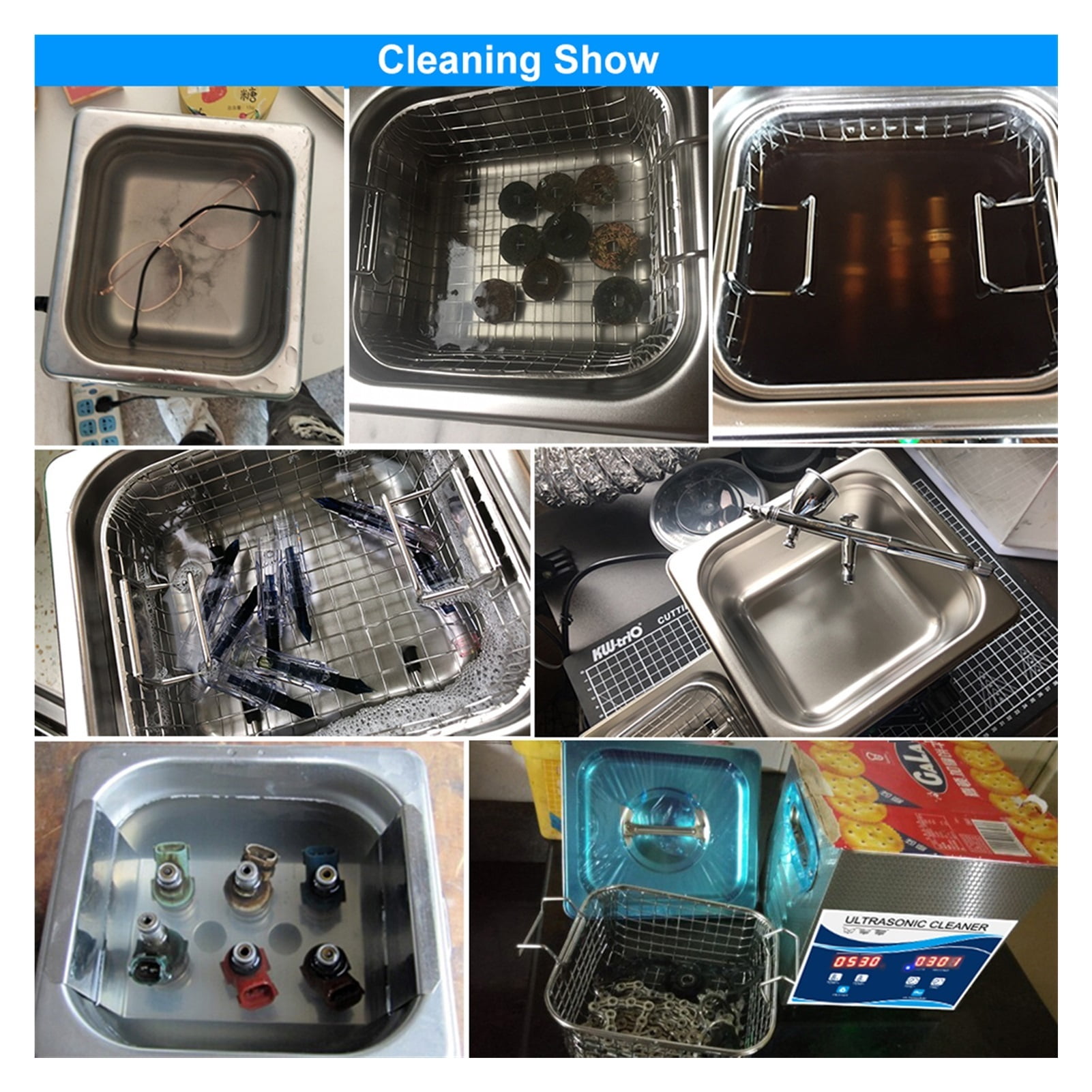 Portable Digital Ultrasonic Cleaner Bath 1.3L 120W With Heater For Jewelry Glasses Watches Jade Spark ,Strong Cleaning