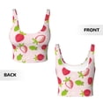 thumbnail image 5 of Xecao Hand Drawn Strawberry for Sports Bra with Removable Pads, Crop Tank Top Design, Women's Longline Sports Bra - Non-Wired -, 5 of 9
