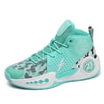 thumbnail image 2 of Unisex Basketball Training Shoes - Non-Slip, Durable Sneakers with Breathable Mesh & Synthetic Upper, Lace-Up Design for Outdoor Sports, Hiking & Casual Wear - Teal & Black Color Scheme, 2 of 9