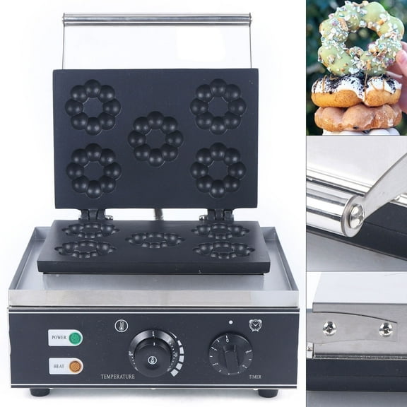 SHZICMY 1500W Commercial Electric Waffle Donut Machine Nonstick Plum Flower Waffle Baker