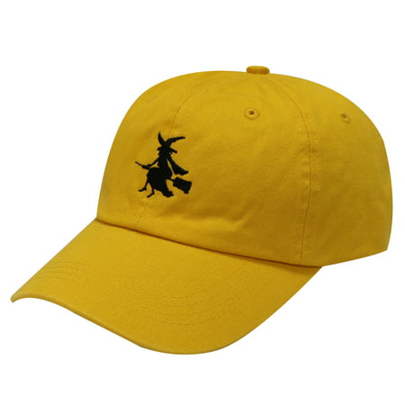 C104 Witch & Broom Cotton Baseball Cap 15 Colors (Gold)