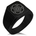thumbnail image 1 of Stainless Steel Kage Yae Mukou Ume Kamon Crest Needle Stripe Pattern Biker Style Polished Ring, 1 of 1