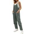 thumbnail image 4 of Fantaslook Jumpsuits for Women Casual Loose Rompers Sleeveless Spaghetti Strap Overalls Jumpers Harem Long Pants with Pockets, 4 of 9