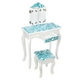 thumbnail image 4 of Zimtown Kids Vanity Dressing Table and Stool Set with Three-Fold Mirror, Pretend Beauty Play Set with Real Mirror, Blue, 4 of 8