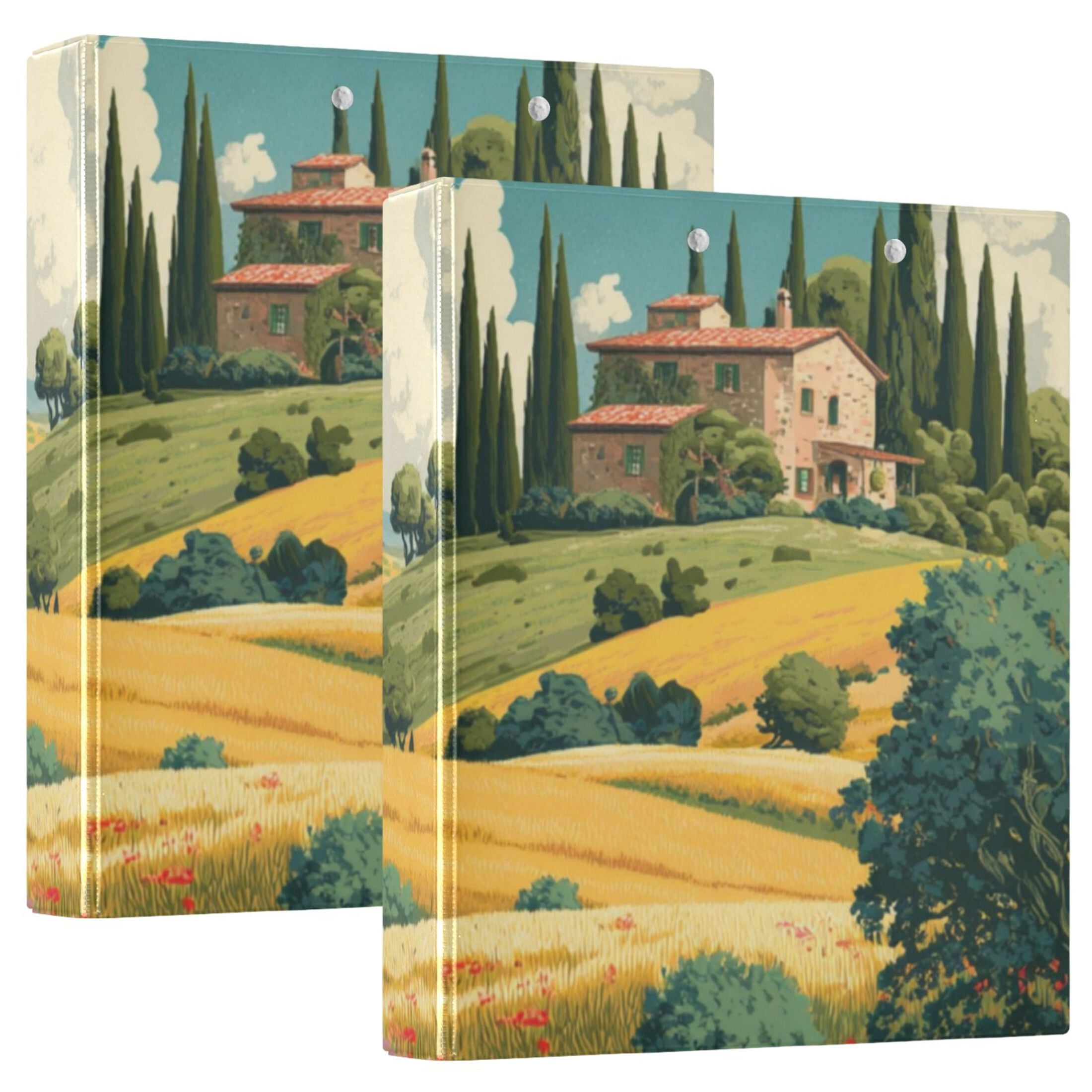 Hard Shell Ring Binder With Clip Holds 200 Sheets Office Home Organization Italian Countryside